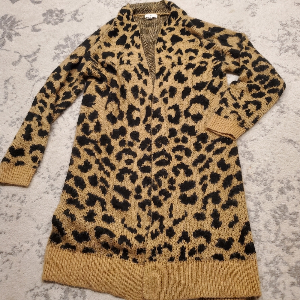 BP Cheetah Print Long Cardigan